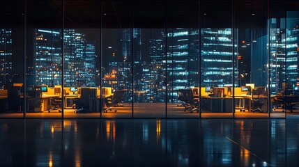 Poster - Night view of a modern AI generated illustration