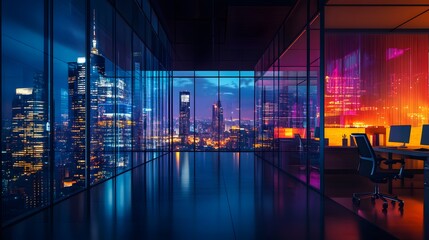 Poster - Night view of a modern AI generated illustration