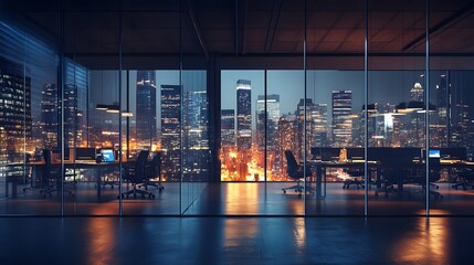 Poster - Night view of a modern AI generated illustration