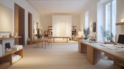 Poster - Open plan workspace with a AI generated illustration