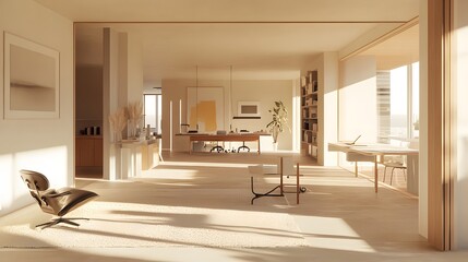 Poster - Open plan workspace with a AI generated illustration