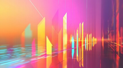Poster - Futuristic Digital Chart with Ascending Arrows and Vibrant Colors