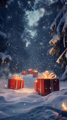 Poster - Playful christmas scene with wrapped AI generated illustration
