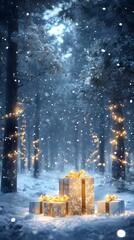 Poster - Playful christmas scene with wrapped AI generated illustration