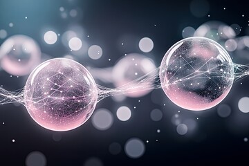 Aufkleber - Abstract Network Connection: Pink Spheres and White Lines