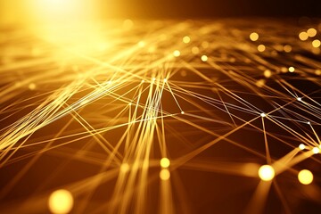 Aufkleber - Abstract Golden Network Connection, Digital Data Flow, Abstract Background