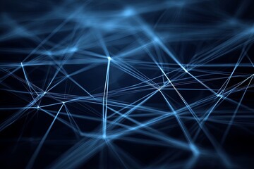 Aufkleber - Abstract Network Connection Digital Data Flow, Blue Lines and Glowing Nodes