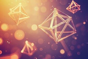 Poster - Abstract Golden Geometric Shapes in Bokeh Background