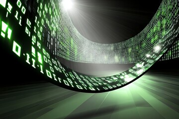 Aufkleber - Abstract Representation of Digital Data Flowing in a Curved Tunnel of Binary Code