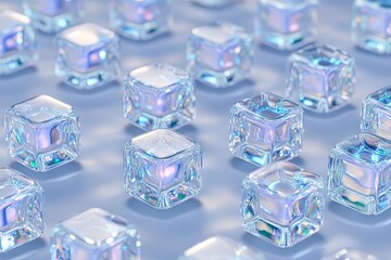 Poster - Iridescent Glass Cubes Abstract Background