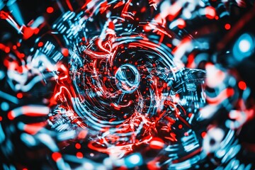 Poster - Abstract Swirling Vortex of Red and Blue Energy