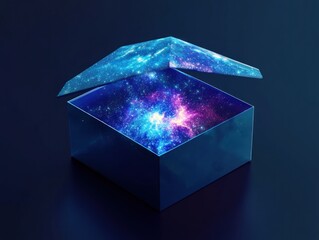 Wall Mural - a cosmic-themed box with a starry interior, symbolizing mystery and imagination.