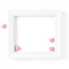 Pink heart picture frame isolated on white 3d illustration frame isolated frame border design background isolated