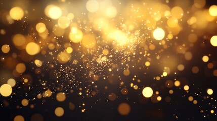 Wall Mural - a shimmering background of golden bokeh lights creating a festive and elegant atmosphere.