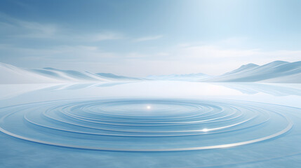 Aufkleber - Digital blue and white circular ripples graphics poster background