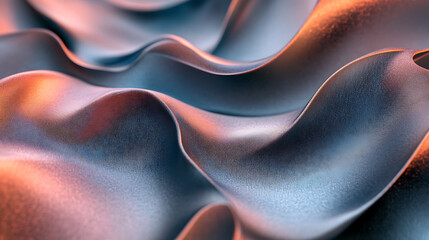 Wall Mural - Liquid Metal Dreamscape: Abstract Waves of Polished Metal in Teal and Copper Hues 