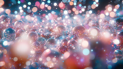 Poster - Colorful bubbles reflecting light abstract environment digital art vibrant atmosphere macro viewpoint visual exploration