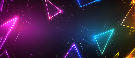 Poster - Dynamic neon triangles digital art abstract background vivid colors high contrast modern design for visual impact