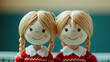 © Menara Grafis - Cute Danish badminton women's double player figurines wearing red and white uniform in indoor court