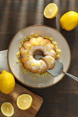 Wall Mural - Tasty bake food concept - delicious lemon cake