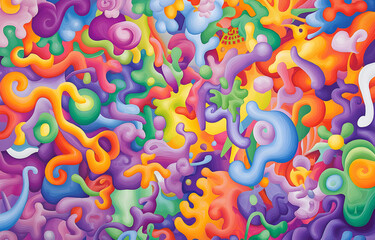 Aufkleber - Vibrant abstract art showcase gallery space digital artwork colorful environment close-up view modern creativity