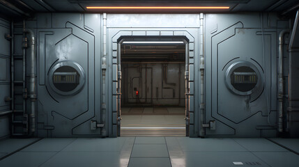 Poster - Digital sci-fi door surreal abstract poster background