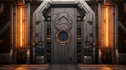 Poster - Digital sci-fi door surreal abstract poster background
