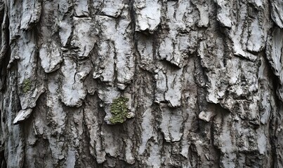 Close-up of textured tree bark with lichen.