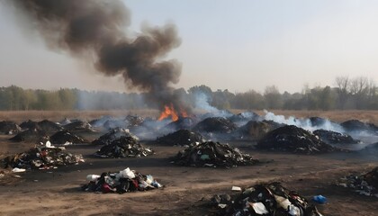 Wall Mural - Pollution crisis in rural landscape waste burning environmental havoc outdoor wide-angle ecological impact