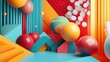 © Aulia - Vibrant Abstract 3D Composition with Colorful Spheres and Geometric Shapes