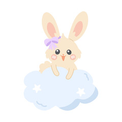 Wall Mural - baby shower bunny with cloud