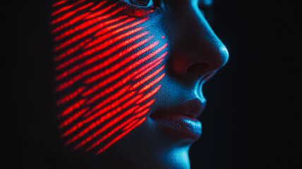 Poster - A woman's face is shown in a red light, with her eyes closed