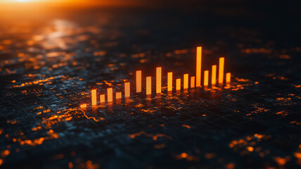 Poster - a series of orange bars are displayed on a black background