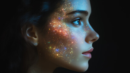 Poster - A woman with a face covered in glitter
