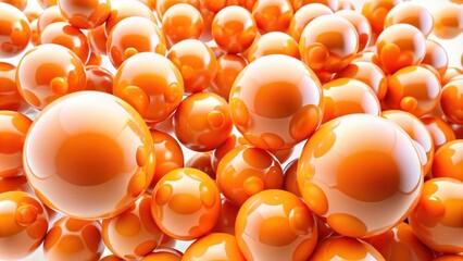 Poster - A vibrant cluster of glossy orange spheres, reflecting light and creating a visually striking abstract pattern.