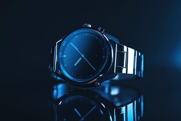 Aufkleber - futuristic smartwatch displayed against dark reflective surface with subtle glow