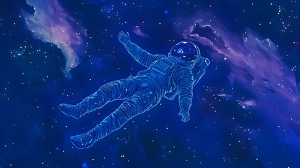 Poster - Astronaut floating in space cosmic background digital artwork starry environment close-up view exploration concept