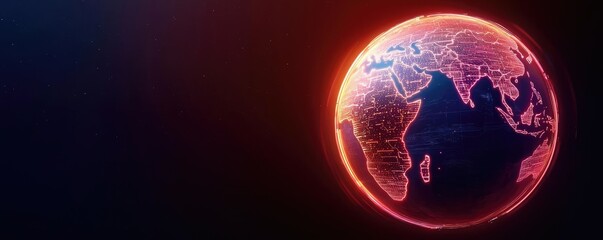 Poster - Capital cost concept. Vibrant digital depiction of Earth with striking neon colors and a cosmic background.