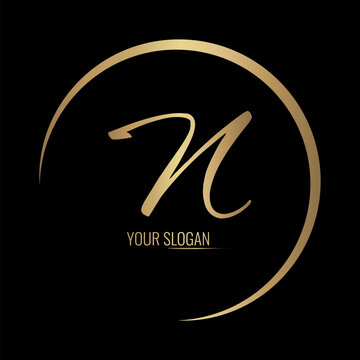 Luxury stylish N letter vector logo design with awesome gradient color circle
