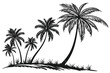 © farzana - coconut tress silhouette on white background black color line art H.eps