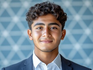 Confident businessman with a suit and a smile in a studio background, He looking at the camera