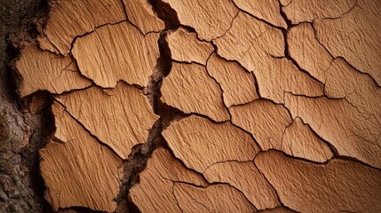 Poster - Macro natural idea. Close-up of cracked wood texture, showcasing natural patterns and details.