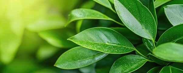Poster - Micro foliage idea. Close-up of lush green leaves showcasing vibrant textures and rich colors.