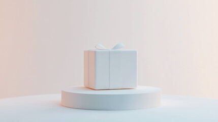Leinwandbilder - minimalist gift box on platform with soft edges and gradient shadows, creating clean aesthetic
