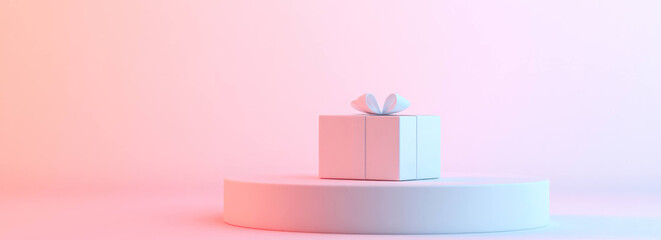 Leinwandbilder - minimalist gift box positioned on platform with soft edges and gradient shadows, creating clean aesthetic