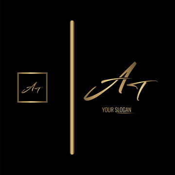 Luxury stylish AT letter vector logo design. Typography Stylish logo design.