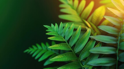 Aufkleber - Micro foliage idea. Close-up of lush green fern leaves with soft lighting, showcasing nature's beauty.
