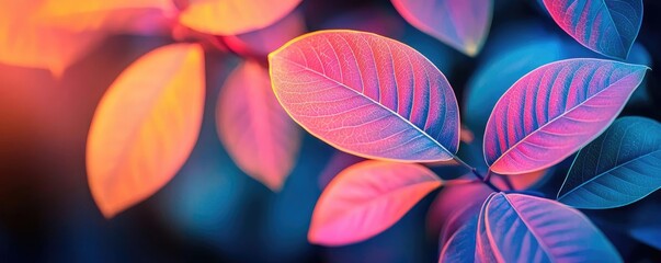 Poster - Micro foliage idea. Vibrant close-up of colorful leaves showcasing natural beauty and vivid hues.
