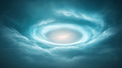 Wall Mural - A blue sky with a large, round cloud in the center