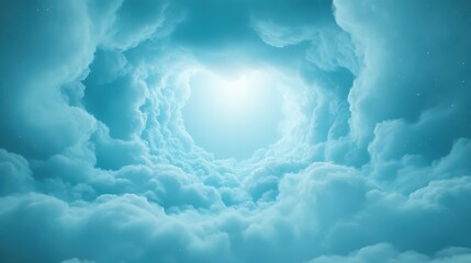 Wall Mural - a blue sky with clouds and a heart shape in the middle